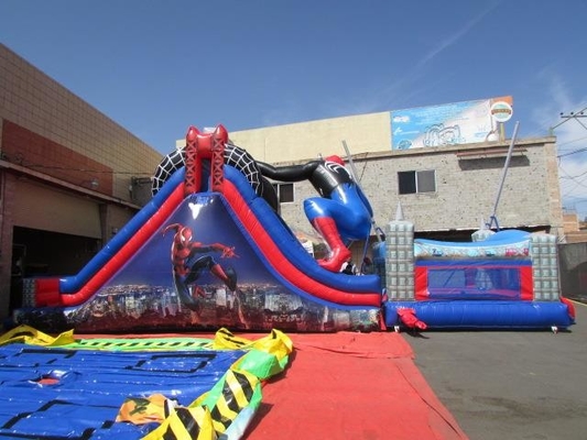 ธีม Spiderman Inflatable Castle Combo บ้านตีกลับ Jumping Bouncer Slide สำหรับเด็ก