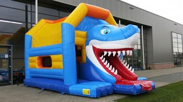 Aframe Shark สีฟ้า Combo กระโดดกระโดด Bouncer สำหรับตลก
