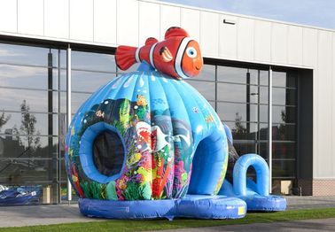 Seaworld Fish Moonwalk Inflatable Bouncer พร้อมภาพนิ่งความจุ 8 คน