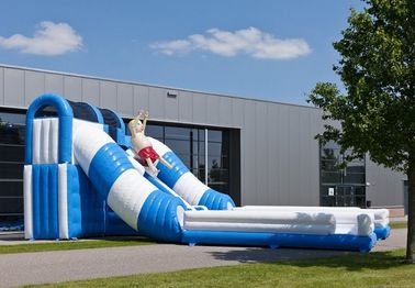สีฟ้า / สีขาวอุโมงค์พองพาณิชย์ Inflatable Slide ปลอดภัย Giant ให้เช่าสไลด์