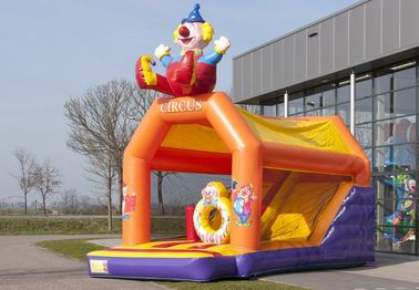 2 ใน 1 Combo Bouncers Inflatable สีเหลืองเด็ก Clown Bouncy ปราสาทด้วยสไลด์