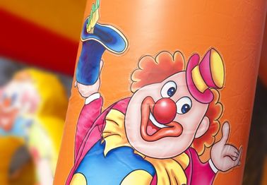 2 ใน 1 Combo Bouncers Inflatable สีเหลืองเด็ก Clown Bouncy ปราสาทด้วยสไลด์