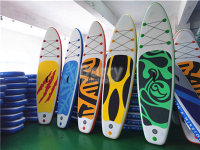 Double Layer Drop Stitch PVC Inflatable SUP Paddle Board พร้อมลวดลาย