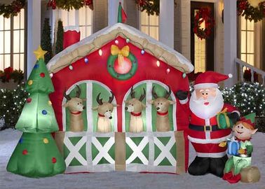 โฆษณาที่กำหนดเอง Giant Inflatables Waterproof Oxford Cloth Christmas House