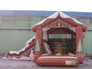 คริสต์มาสตกแต่ง Inflatables Bounce House Combo สไลด์พร้อมสไลด์ในช่วงฤดูหนาว