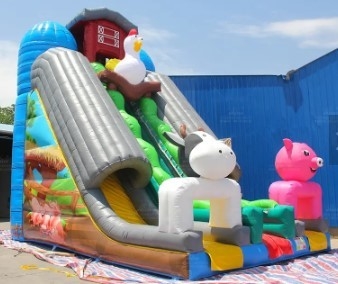 EN71 Double Slide Farm Animal สไลด์น้ำทำให้พอง Blow Up Water Bouncy Castle
