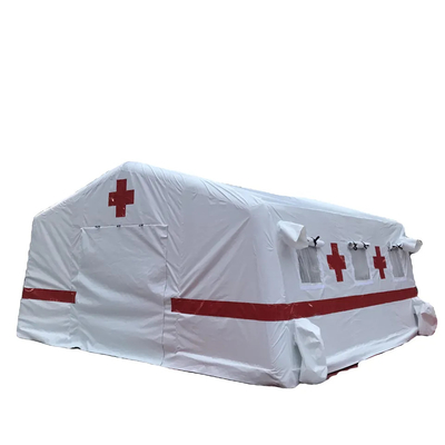 Air Tight Pvc Tarpaulin Red Cross เต็นท์พองโรงพยาบาล First Aid Tent