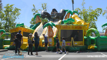 Giant King Kong Inflatable Combo เด็กปราสาท Bouncy ด้วยสไลด์