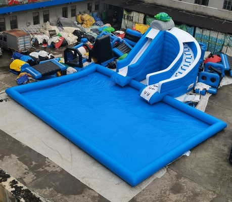 PVC Commercial Inflatable Slide พร้อมสระว่ายน้ำขนาดใหญ่ Bouncer Slide Combo