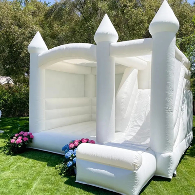 5x4m Commercial Bouncy Castles เด็กวัยหัดเดินสีขาว Bounce House Inflatable Bouncer งานแต่งงาน