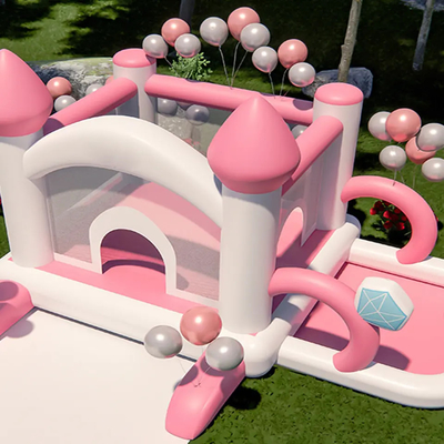 Pink Inflatable Bouncer เด็กวัยหัดเดิน Jumping Castle Bounce House Commercial