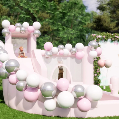 Pink Inflatable Bouncer เด็กวัยหัดเดิน Jumping Castle Bounce House Commercial