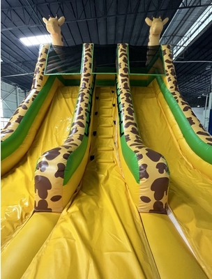 Plato Commercial Giraffe Double Inflatable Water Slides ธีมการ์ตูน