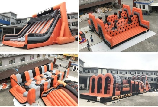 PVC Commercial Inflatable Obstacle Course 5k Event Bouncy Obstacle Course ปรับแต่งได้
