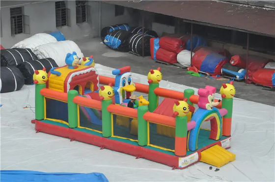 กระโดดที่มีสีสันบ้านตีกลับทำให้พอง Bouncy ปราสาทพร้อมสไลด์สำหรับเด็กกลางแจ้ง