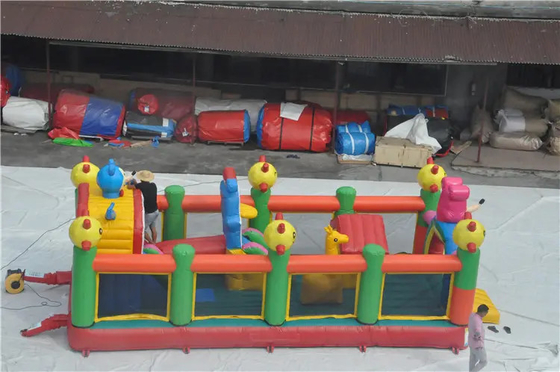 กระโดดที่มีสีสันบ้านตีกลับทำให้พอง Bouncy ปราสาทพร้อมสไลด์สำหรับเด็กกลางแจ้ง