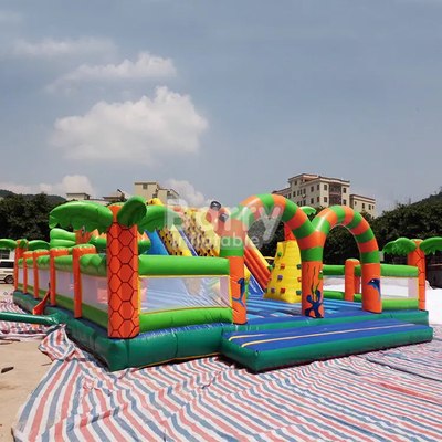 สนามเด็กเล่นกลางแจ้ง OEM สำหรับเด็กปีนและสไลด์ Combo Playland Giant Bouncy Castles