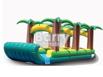 Commercial Double เลน Jungle Inflatable พ่นน้ำสไลด์ 0.55mm PVC Tarpaulin