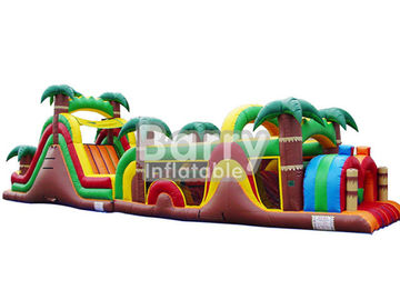 Jungle Inflatable อุปสรรคหลักสูตร / อุปสรรค Jumpers หลักสูตรด้วยสไลด์
