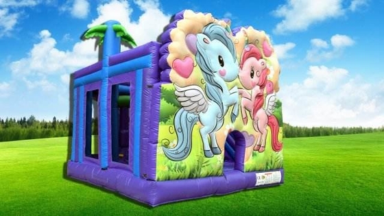 Backyard Unicorn Bouncy Castle ให้เช่าบ้าน Bouncer ทำให้พองได้ Kids