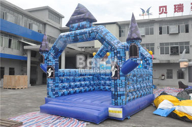 0.45mm PVC Bouncer Inflatable Blue Bouncy ปราสาทบ้านปราสาทสำหรับเทศกาลฮาโลวีน