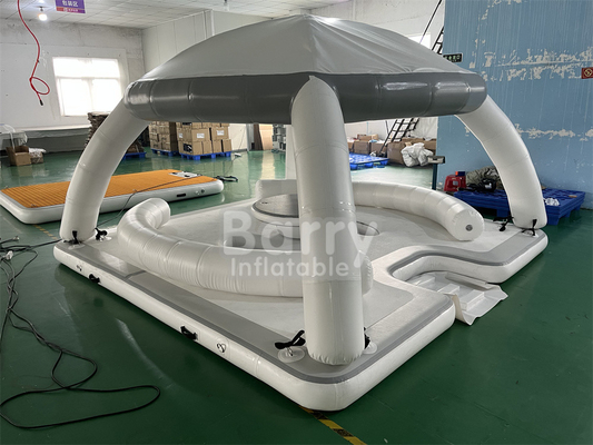 ปรับปรุงพกพาน้ําลอย สนุกสนาน Aqua Banas Platform Dock กับเต็นท์ inflatable Lounger