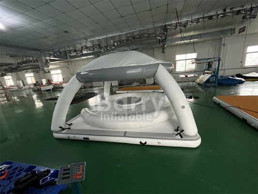 ปรับปรุงพกพาน้ําลอย สนุกสนาน Aqua Banas Platform Dock กับเต็นท์ inflatable Lounger