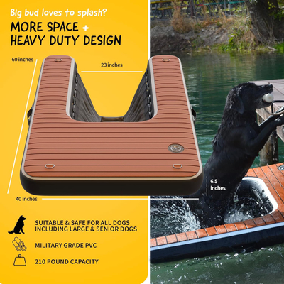 โลโก้ที่กําหนดเอง Dock Floating Inflatable DWF PVC Tarpaulin Water Inflatable Dog Ramp สําหรับการว่ายน้ําของสุนัข