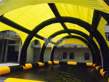 ที่กำหนดเองสีเหลือง PVC Tarpaulin Inflatable เต็นท์กับพู inflatable Shelter