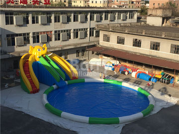 0.55mm PVC Tarpaulin Inflatable Water สไลด์ Park สำหรับเด็ก / Inflatable เกมน้ำ