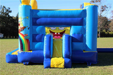 สีเหลือง 0.55 ผ้าใบกันน้ำ PVC Spongebob Jumping Castle, บ้านตีกลับบ้าน Inflatable Moonwalk สำหรับเด็ก