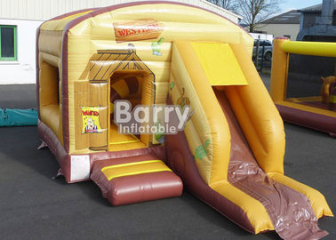 ชุดรูปแบบตะวันตก Bouncy Jumping Castle / Inflatable Combo พร้อมสไลด์สำหรับกลางแจ้ง