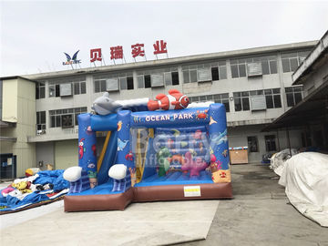 Flame Restitant Sea World Inflatable Bouncer พร้อม Slide Combo แบบเต็ม - การพิมพ์ดิจิตอล