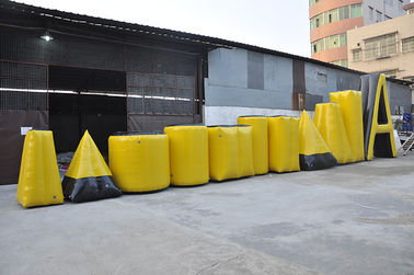 เกมกีฬาสีเหลืองพอง Paintball Bunker, PVC Tarpaulin Inflatable Airsoft Bunker