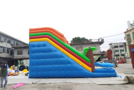 0.55mm PVC Commercial Inflatable ต้นปาล์มน้ำสไลด์ EN14960 Standard