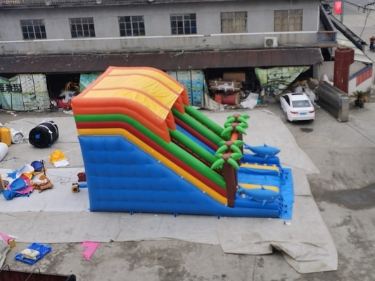 0.55mm PVC Commercial Inflatable ต้นปาล์มน้ำสไลด์ EN14960 Standard