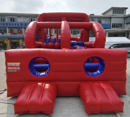 0.55 มม. PVC Inflatable Obstacle Course Kids Run Bouncer Silde 10mL * 5mW * 4mH