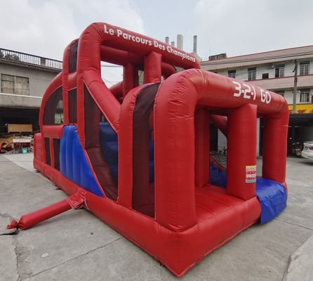 0.55 มม. PVC Inflatable Obstacle Course Kids Run Bouncer Silde 10mL * 5mW * 4mH