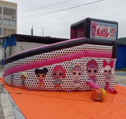 0.55mm PVC Inflatable LOL Bounce House สไลด์ให้เช่าเชิงพาณิชย์สีชมพู