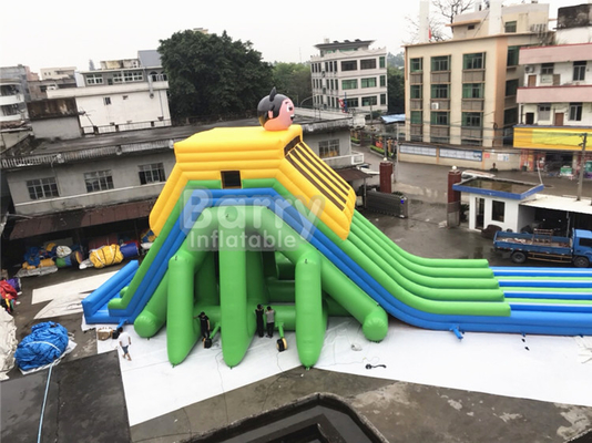 ขนาดที่กำหนดเอง 0.55 มม. Plato Inflatable Four Lane Water Slide