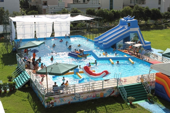 EN71 สระว่ายน้ำกรอบโลหะ 0.9 มม. PVC สำหรับสวนสนุกฤดูร้อน