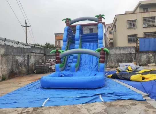 0.55 มม. PVC Inflatable Bouncer ดึงเกมบันไดเลื่อน 8x4x6m