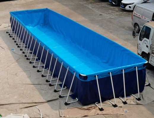SCT PVC แบบพกพา สระว่ายน้ำ เหนือพื้นดิน โครงโลหะ 12*3*1.32m