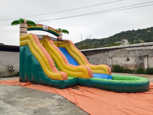 0.55mm PVC Commercial Inflatable Water Slide ต้นปาล์ม