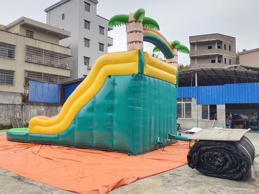 0.55mm PVC Commercial Inflatable Water Slide ต้นปาล์ม