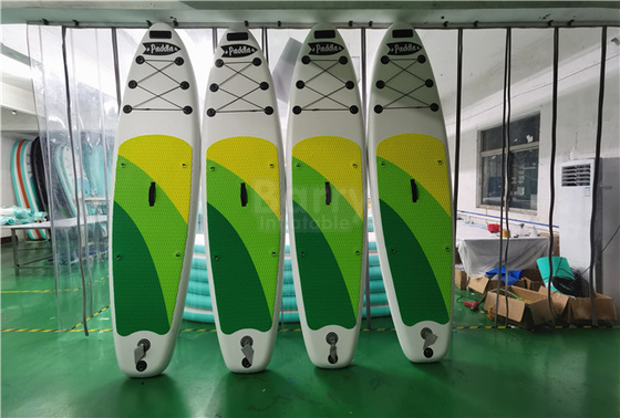 กระดาน SUP พองสีเขียวและสีเหลืองที่กำหนดเอง Stand Up Paddleboard