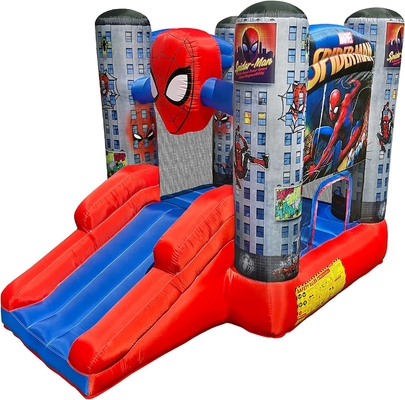 0.55mm PVC Outdoor Bouncer Marvel Spider Man Kids Bounce House พร้อมสไลด์