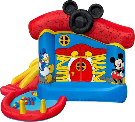 0.55mm PVC Inflatable Bouncer Disney Mickey Mouse Funhouse บ้านตีกลับกลางแจ้งพร้อมสไลด์