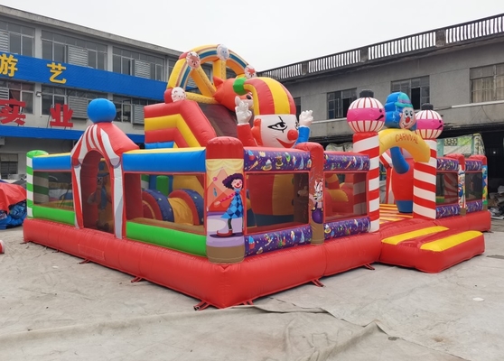 สนามเด็กเล่นทำให้พอง PVC 0.55 มม. Fun City Joker Theme Bouncy Castle 10mL * 7mW * 4mH
