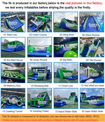 เกรดพาณิชย์ Insane Inflatable 5k Inflatable Obstacle Course เกมสุดยอด จุดเริ่มต้นสําหรับการสร้างทีมงาน